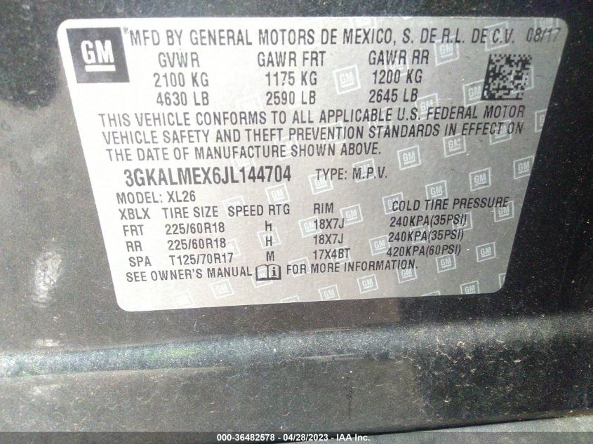 2018 GMC TERRAIN SLE - 3GKALMEX6JL144704