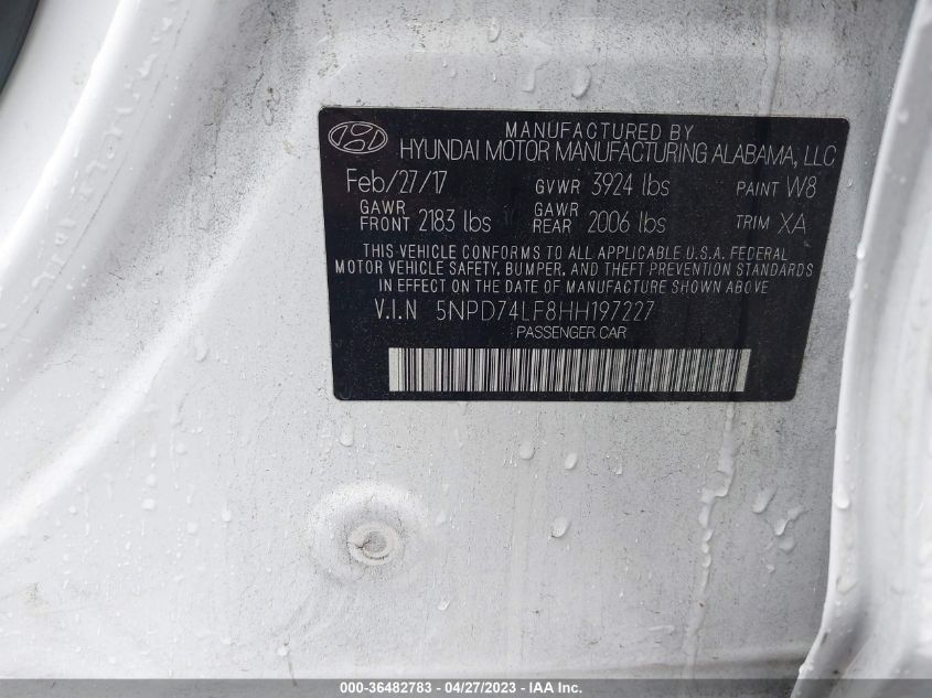 2017 HYUNDAI ELANTRA SE - 5NPD74LF8HH197227