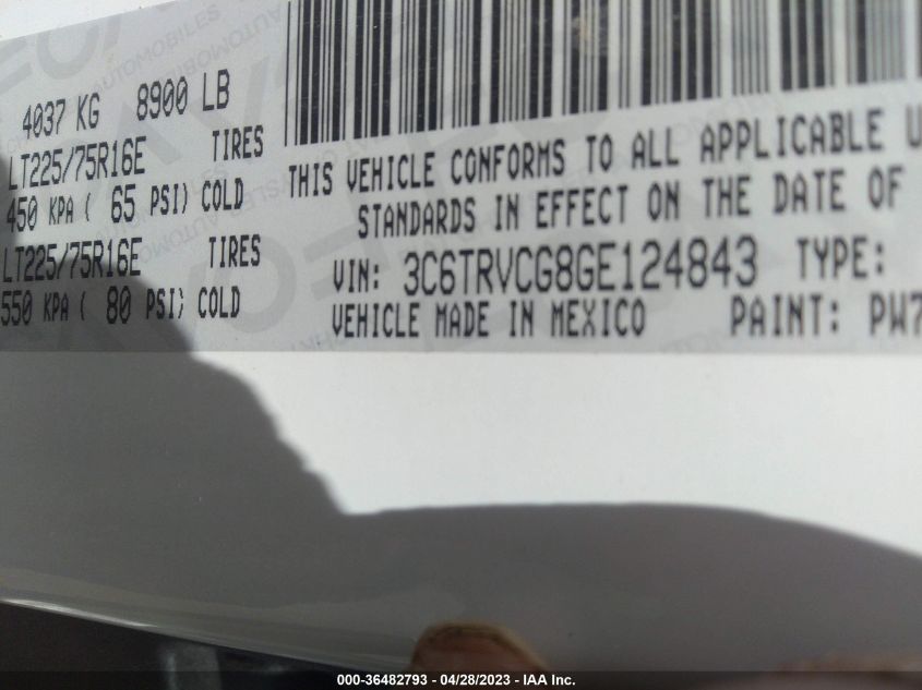 2016 RAM PROMASTER CARGO VAN - 3C6TRVCG8GE124843
