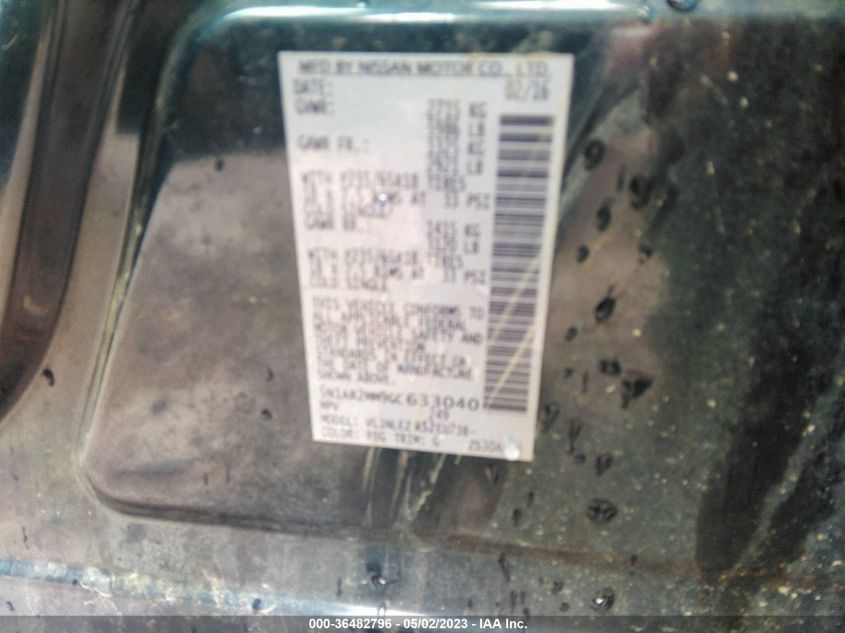2016 NISSAN PATHFINDER SV - 5N1AR2MM9GC633040