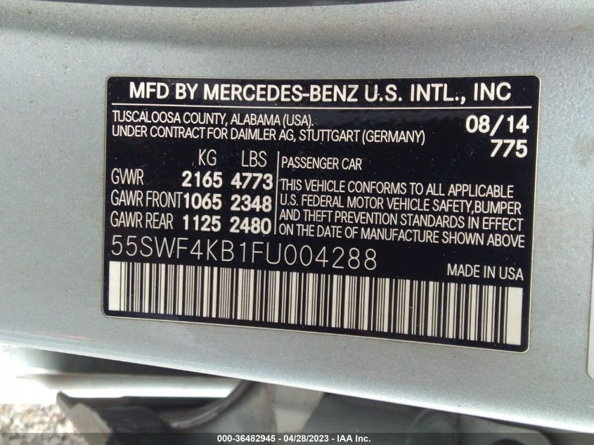 2015 MERCEDES-BENZ C-CLASS C 300 - 55SWF4KB1FU004288