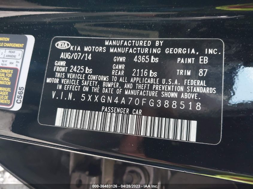 2015 KIA OPTIMA EX - 5XXGN4A70FG388518