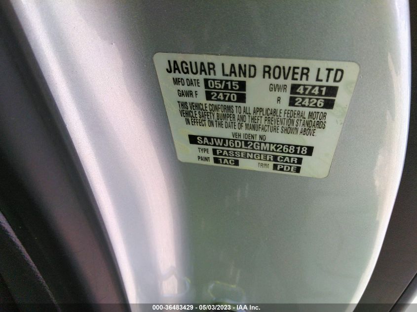 2016 JAGUAR F-TYPE R - SAJWJ6DL2GMK26818