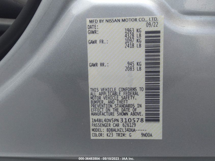 2023 NISSAN ALTIMA 2.5 SV - 1N4BL4DV5PN310578