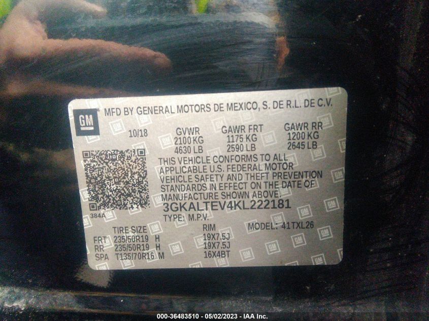 2019 GMC TERRAIN SLE - 3GKALTEV4KL222181