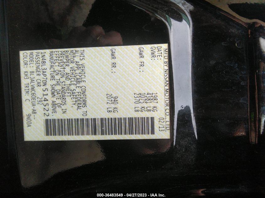 2013 NISSAN ALTIMA 3.5 SL - 1N4BL3AP7DN514522
