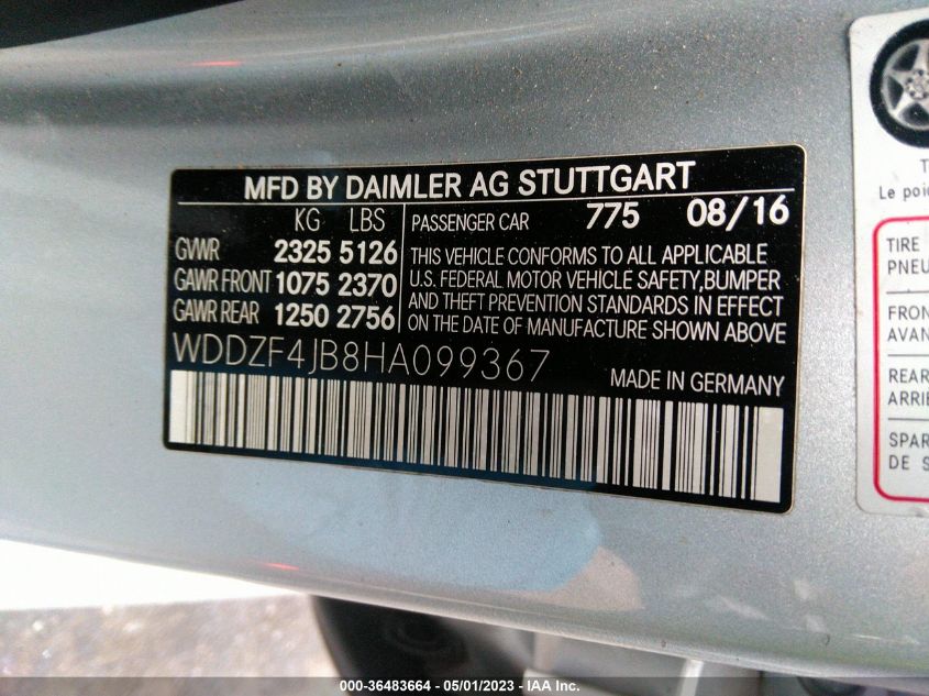 2017 MERCEDES-BENZ E-CLASS E 300 - WDDZF4JB8HA099367
