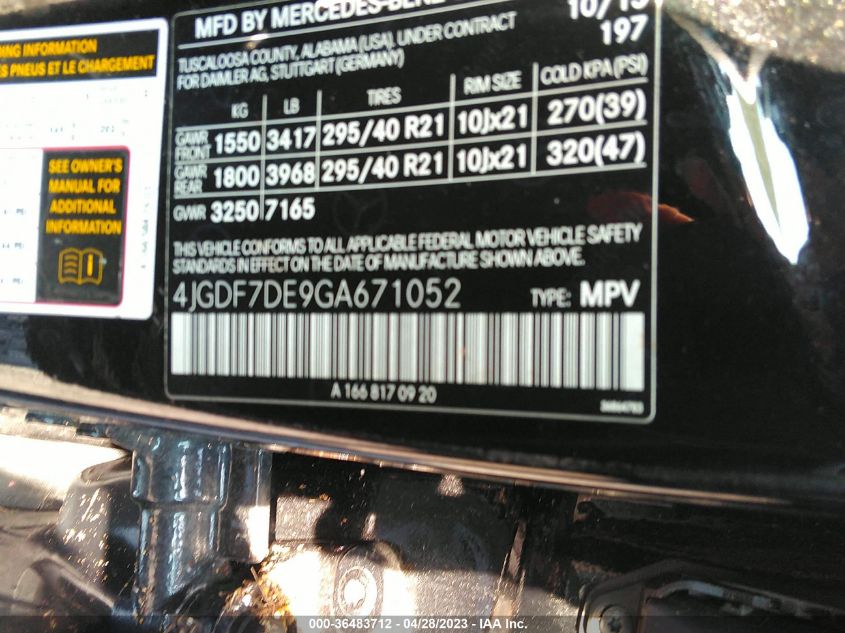 2016 MERCEDES-BENZ GL GL 550 - 4JGDF7DE9GA671052