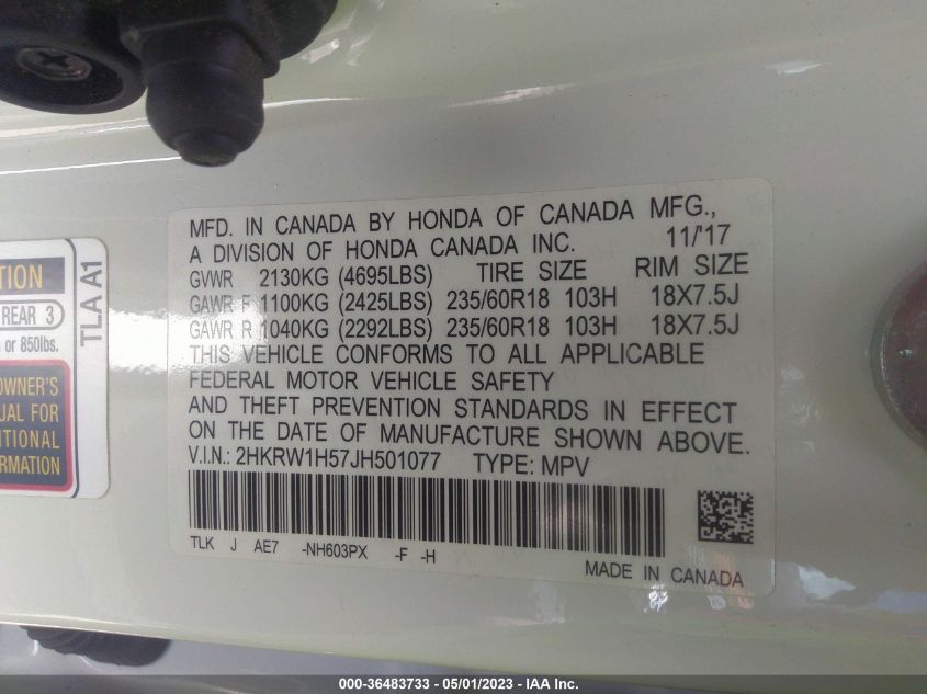 2018 HONDA CR-V EX - 2HKRW1H57JH501077