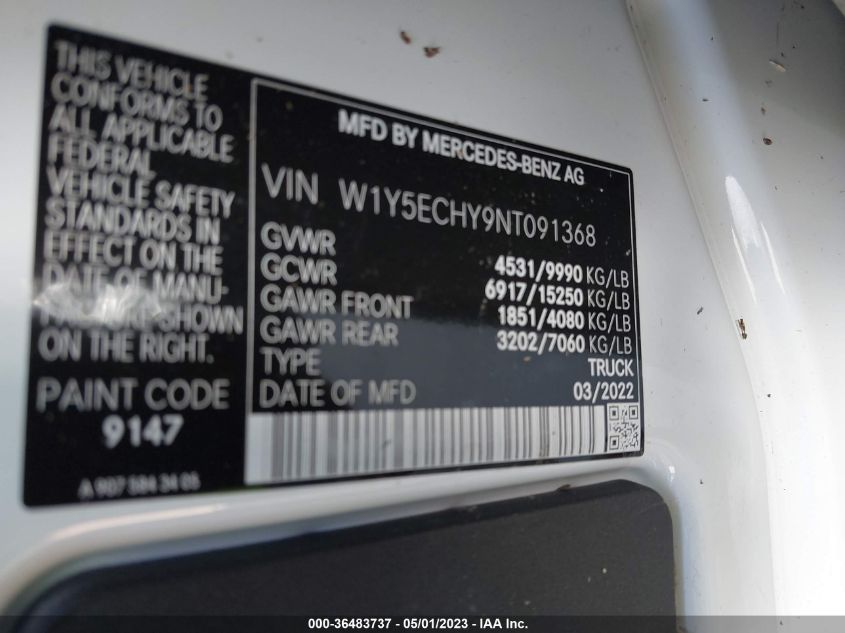 2022 MERCEDES-BENZ SPRINTER CARGO VAN - W1Y5ECHY9NT091368