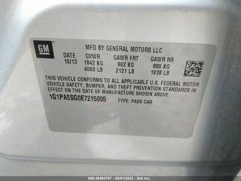 2014 CHEVROLET CRUZE LS - 1G1PA5SG0E7215095