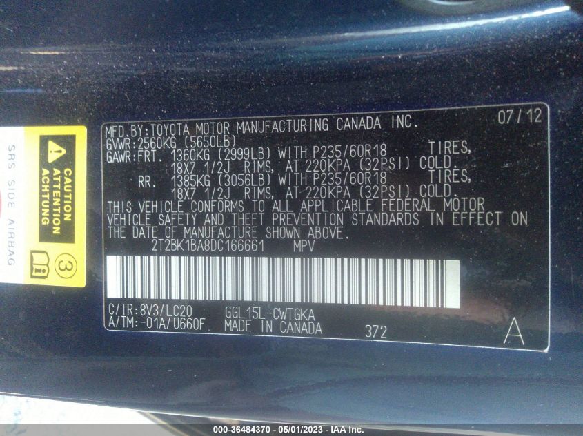 2013 LEXUS RX 350 - 2T2BK1BA8DC166661