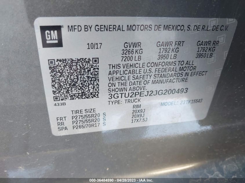 2018 GMC SIERRA 1500 DENALI - 3GTU2PEJ2JG200493