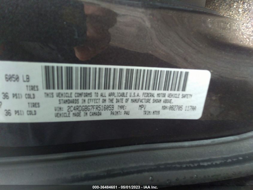 2015 DODGE GRAND CARAVAN SE - 2C4RDGBG7FR516059