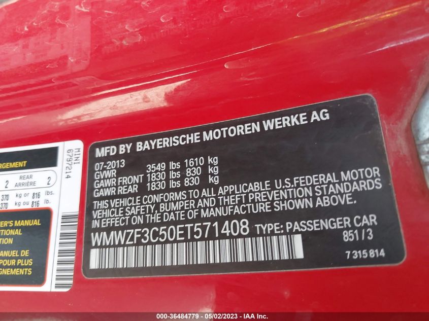 2014 MINI COOPER CLUBMAN WMWZF3C50ET571408
