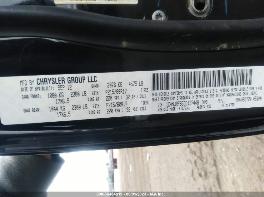 2013 JEEP PATRIOT LATITUDE - 1C4NJRFB5DD137448