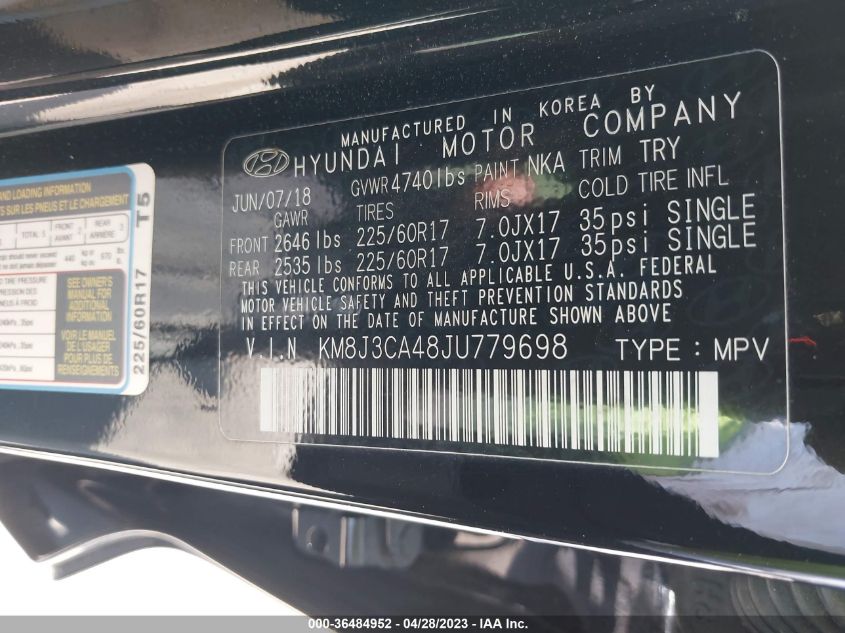 2018 HYUNDAI TUCSON SEL - KM8J3CA48JU779698