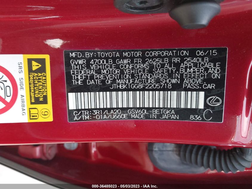 2015 LEXUS ES 350 - JTHBK1GG8F2205718
