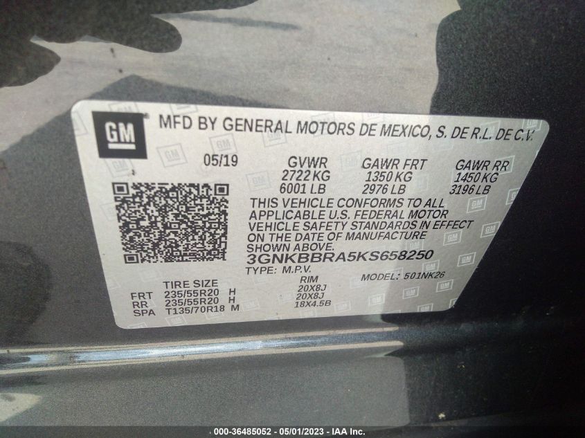 2019 CHEVROLET BLAZER - 3GNKBBRA5KS658250