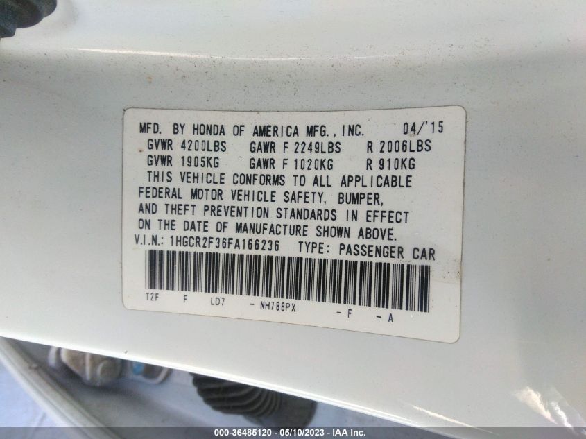 2015 HONDA ACCORD SEDAN LX - 1HGCR2F36FA166236