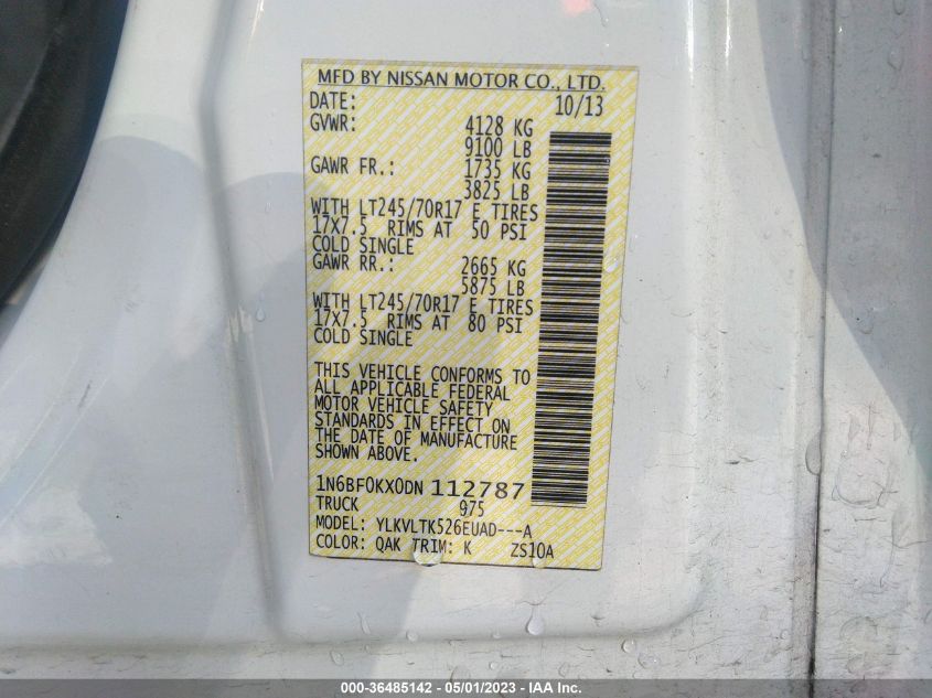 2013 NISSAN NV SV - 1N6BF0KX0DN112787