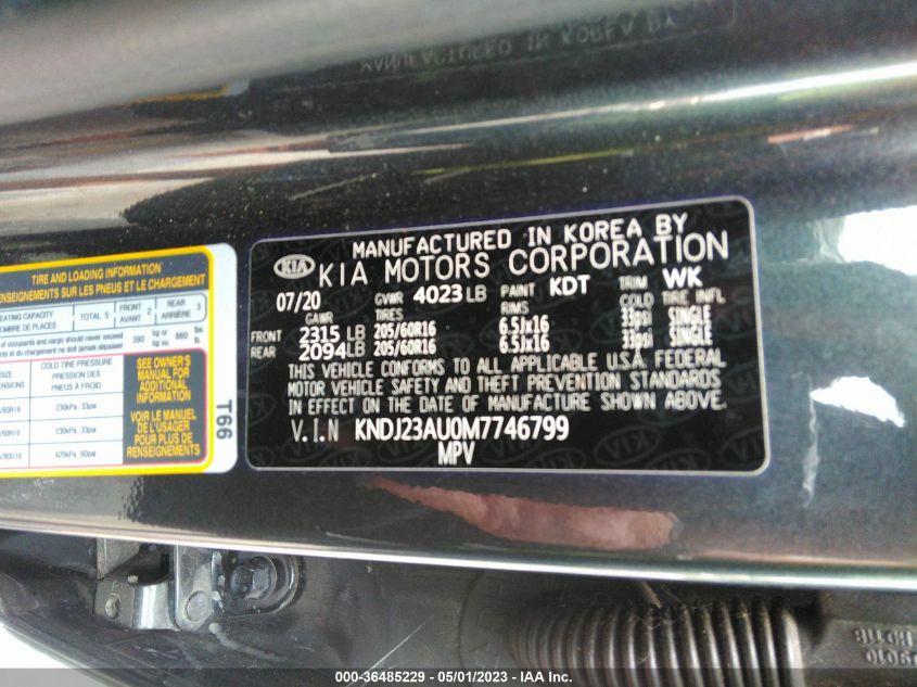 2021 KIA SOUL S - KNDJ23AU0M7746799