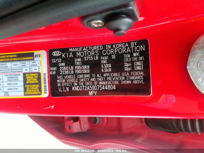 2013 KIA SOUL BASE - KNDJT2A59D7544804