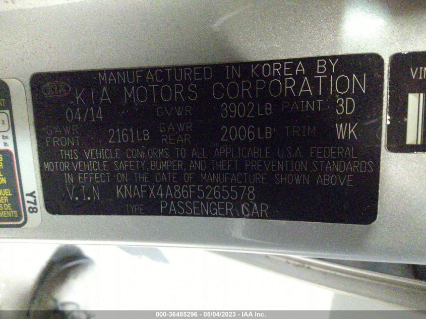 2015 KIA FORTE EX - KNAFX4A86F5265578