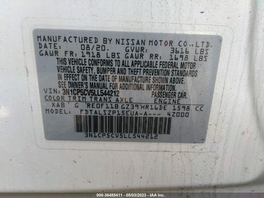 2020 NISSAN KICKS SV - 3N1CP5CV5LL544212