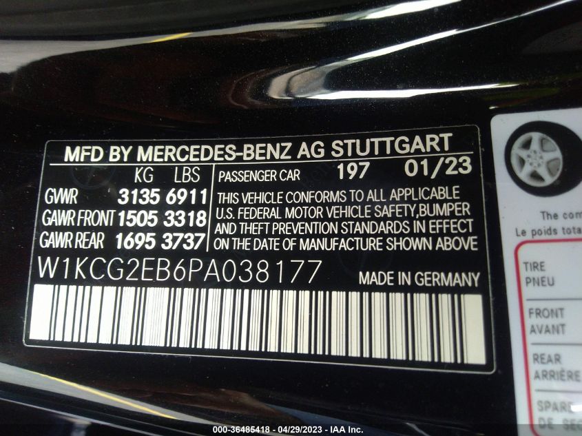 2023 MERCEDES-BENZ EQS EQS 450 W1KCG2EB6PA038177