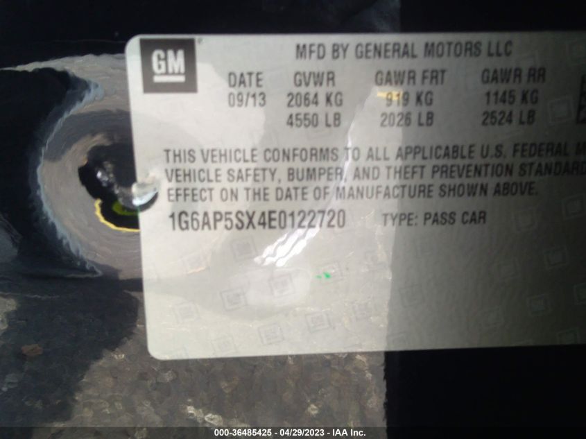 2014 CADILLAC CTS SEDAN RWD - 1G6AP5SX4E0122720