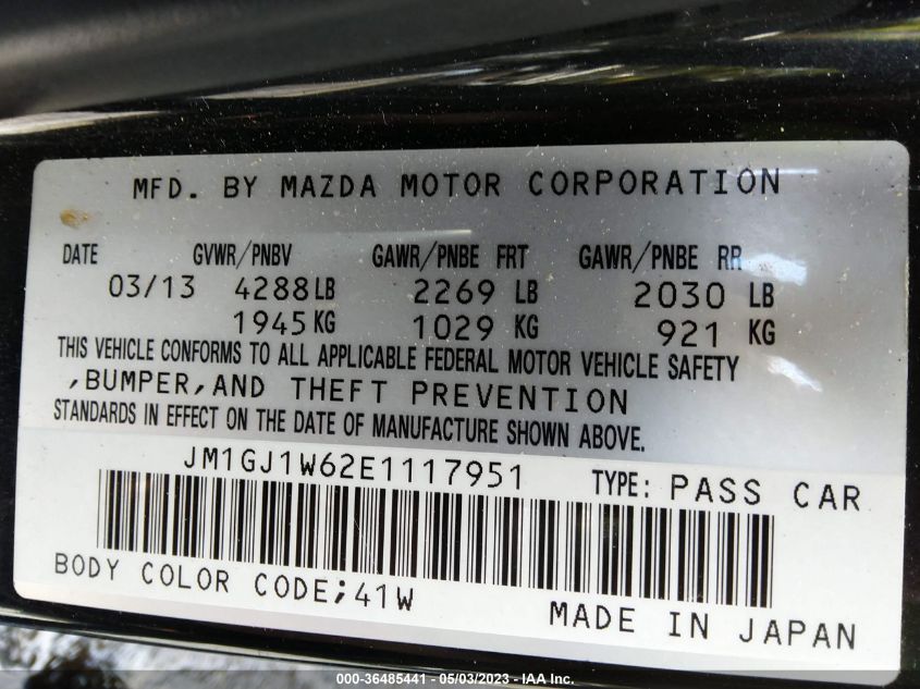 2014 MAZDA MAZDA6 I GRAND TOURING - JM1GJ1W62E1117951
