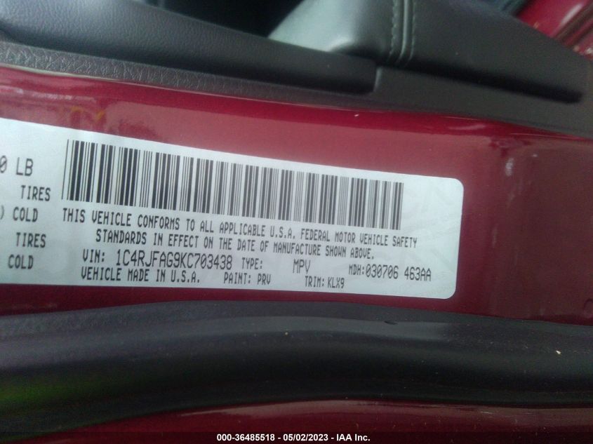 2019 JEEP GRAND CHEROKEE ALTITUDE - 1C4RJFAG9KC703438