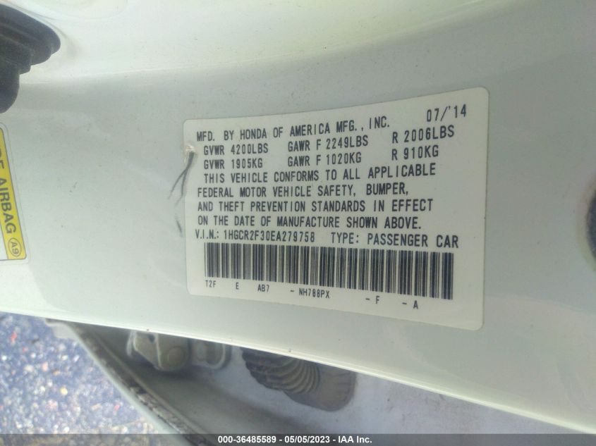 2014 HONDA ACCORD SEDAN LX - 1HGCR2F30EA279758
