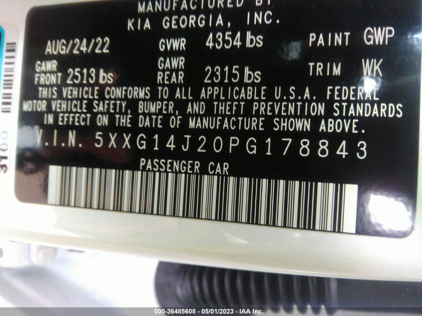 2023 KIA K5 LXS - 5XXG14J20PG178843