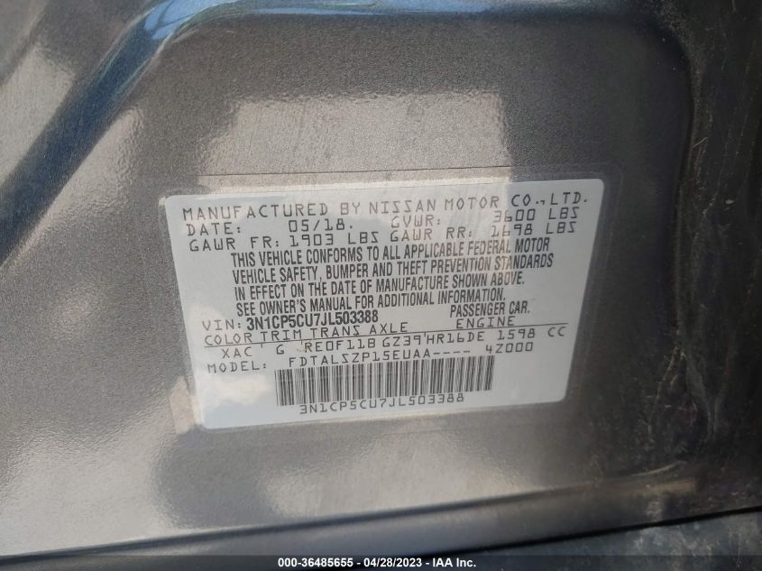 2018 NISSAN KICKS SV - 3N1CP5CU7JL503388