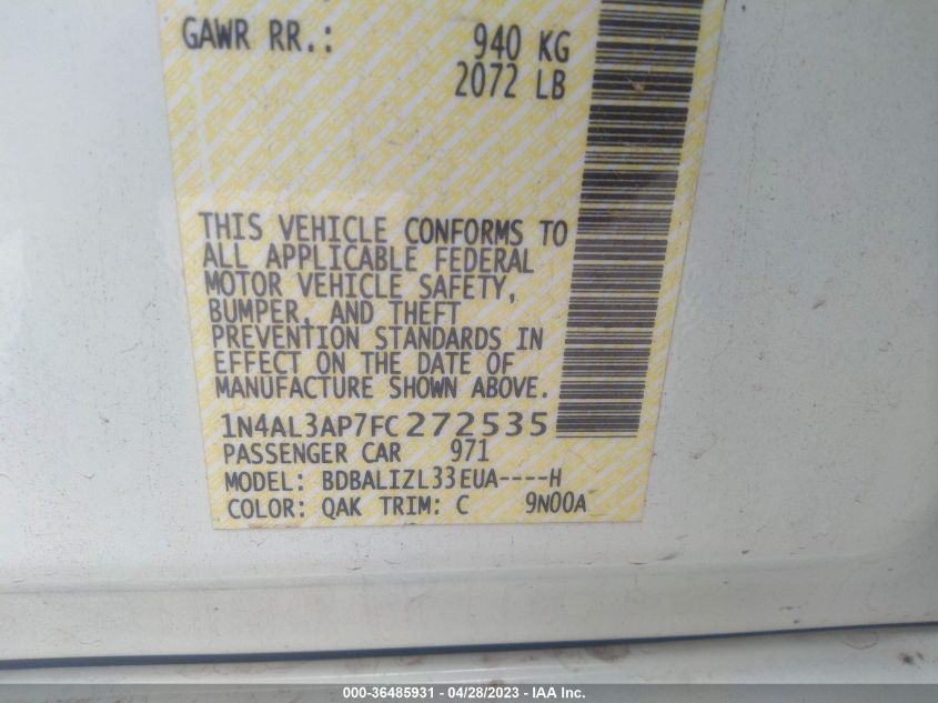 2015 NISSAN ALTIMA 2.5 SV - 1N4AL3AP7FC272535