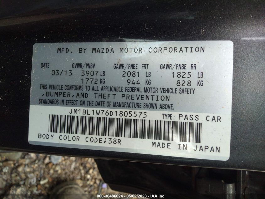 2013 MAZDA MAZDA3 I GRAND TOURING - JM1BL1W76D1805575