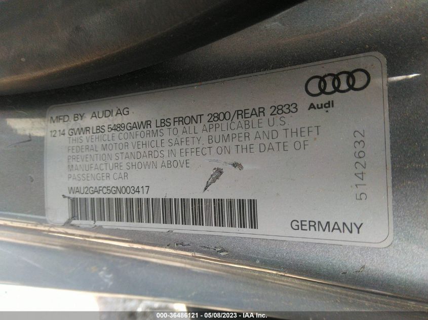 2016 AUDI A7 3.0 PRESTIGE WAU2GAFC5GN003417