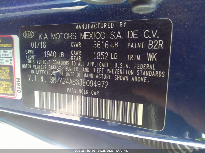2018 KIA RIO S - 3KPA24AB3JE094972