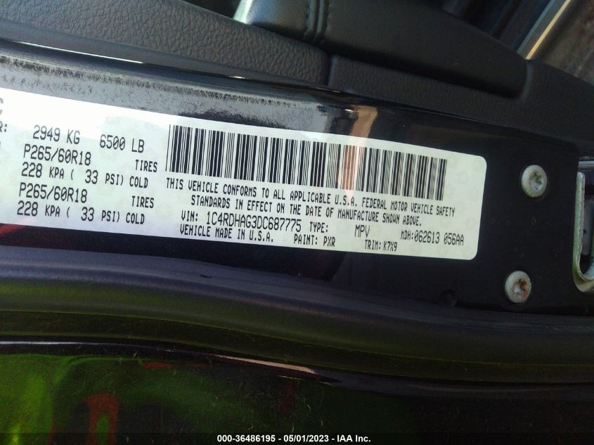 2013 DODGE DURANGO SXT - 1C4RDHAG3DC687775