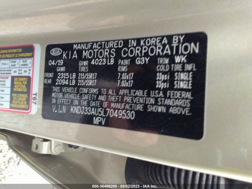 2020 KIA SOUL EX - KNDJ33AU5L7049530