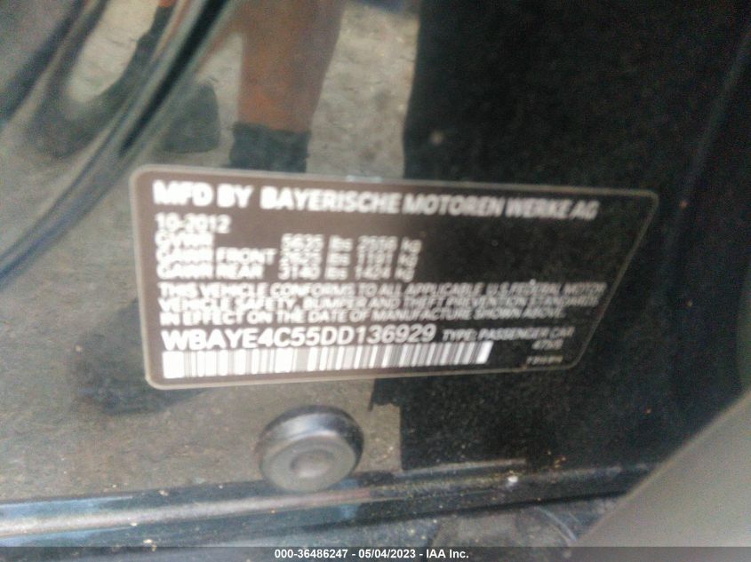 2013 BMW 7 SERIES 740LI - WBAYE4C55DD136929