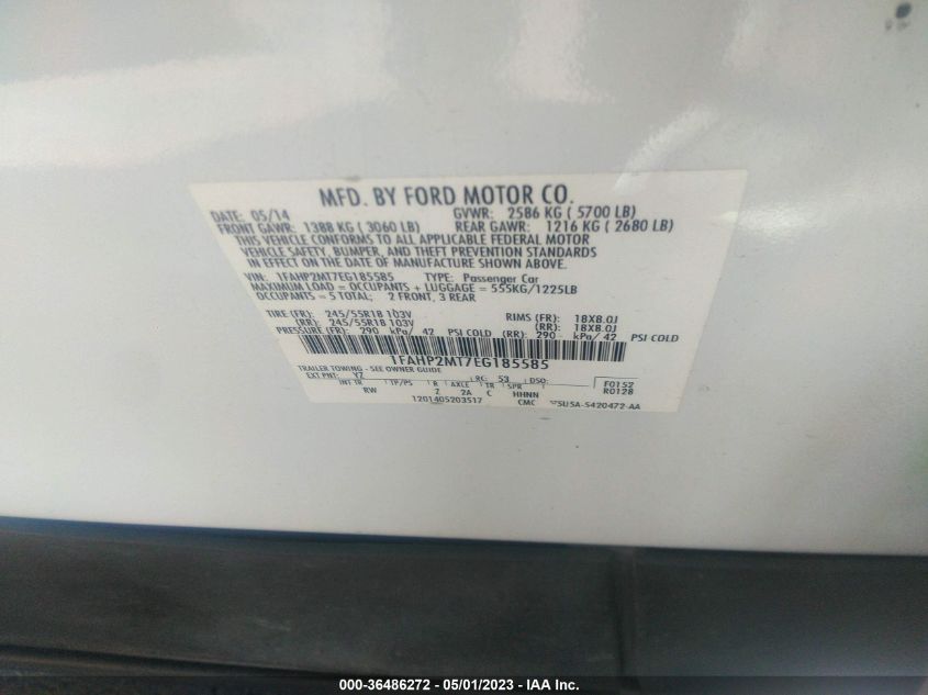 2014 FORD SEDAN POLICE INTERCEPTOR 1FAHP2MT7EG185585