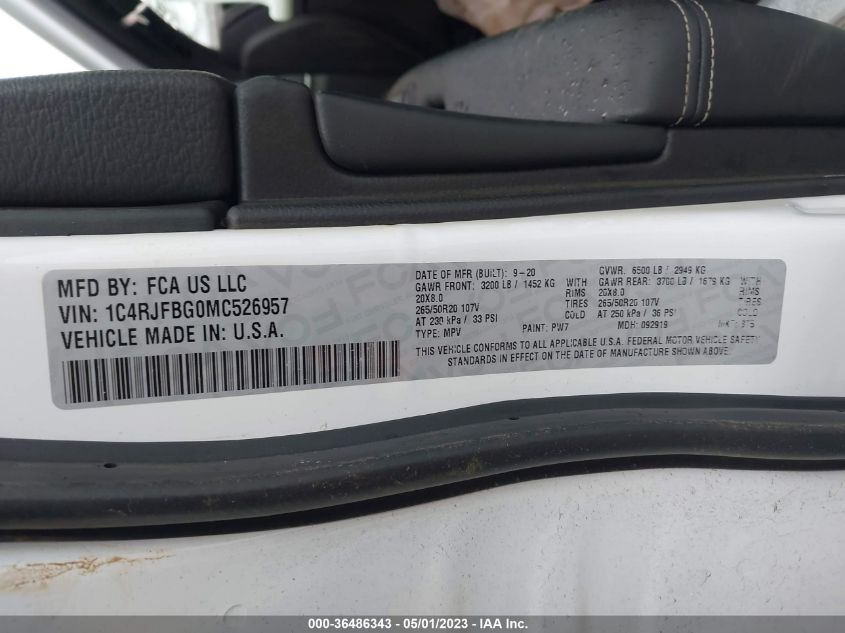 2021 JEEP GRAND CHEROKEE 80TH ANNIVERSARY - 1C4RJFBG0MC526957
