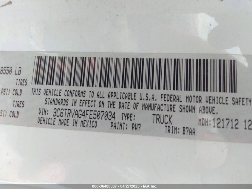 2015 RAM PROMASTER - 3C6TRVAG4FE507034