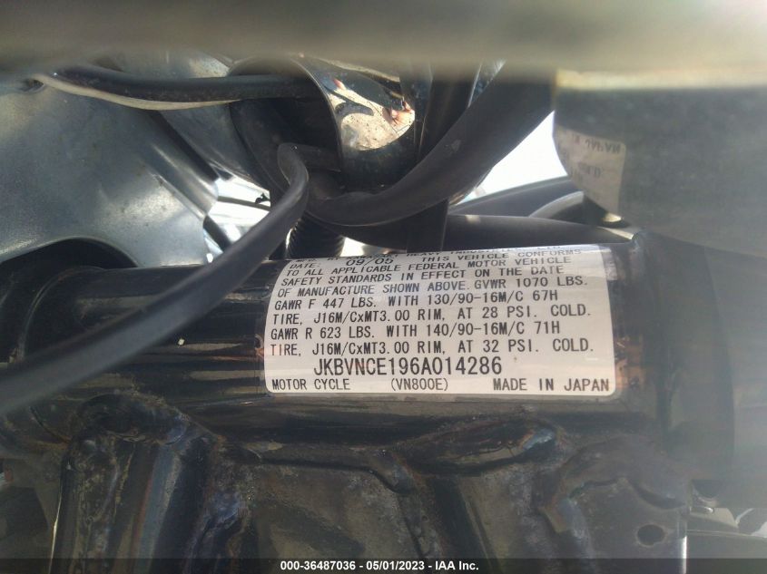 2006 KAWASAKI VN800 E6F JKBVNCE196A014286