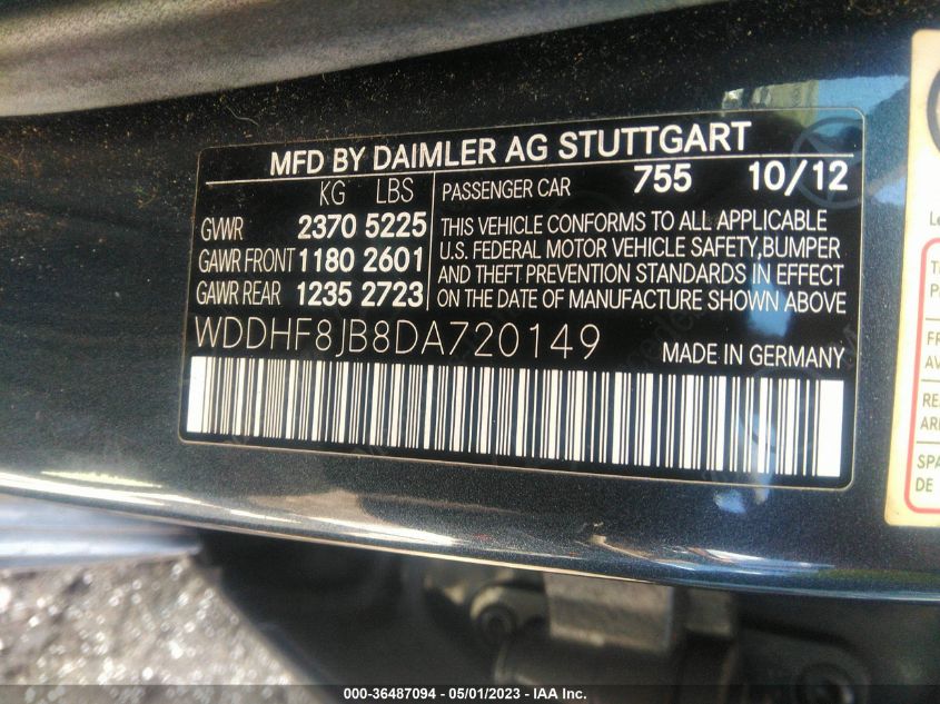 2013 MERCEDES-BENZ E-CLASS E 350 - WDDHF8JB8DA720149