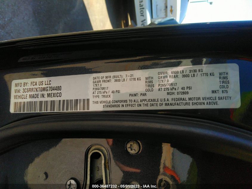 2021 RAM 1500 CLASSIC TRADESMAN - 3C6RR7KT0MG704480