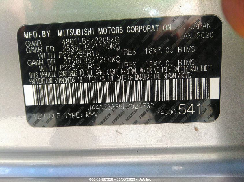 2020 MITSUBISHI OUTLANDER ES/SE/SEL/LE/SP - JA4AZ3A35LZ028732